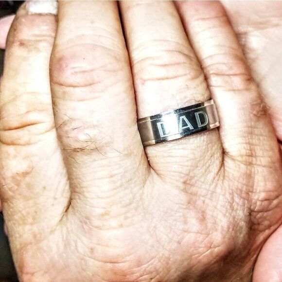 DAD Stainless Steel Ring sz 12 (inscribed "love you dad") NEW! - Picture 2 of 3